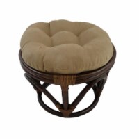 International Caravan 3301-MS-JV Rattan Ottoman with Micro Suede Cushion, Java