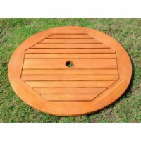 Royal Tahiti Outdoor 20  Round Lazy Susan With Umbrella Hole -Brown Stain