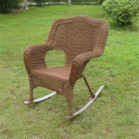 International Caravan 3182-2CH-MO Resin Wicker Camel Back Rocking Chair, Mocha - Set of 2