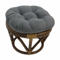 International Caravan 3301-MS-GY Rattan Ottoman with Micro Suede Cushion, Grey