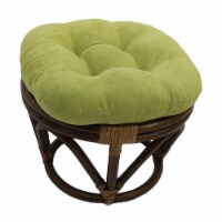 International Caravan 3301-MS-ML Rattan Ottoman with Micro Suede Cushion, Mojito Lime
