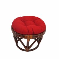 International Caravan 3301-REO-S04 Rattan Ottoman with Outdoor Fabric Cushion, Paprika