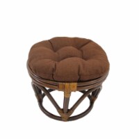 International Caravan 3301-REO-S10 Rattan Ottoman with Outdoor Fabric Cushion, Cocoa
