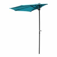 International Caravan YF-1147-2.7M-AB 9 ft. Half Round Wall Hugger Umbrella, Aqua Blue