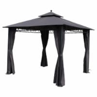 St. Kitts 10-foot Aluminum/ Polyester Double-vented and Drapes Square Gazebo - Grey
