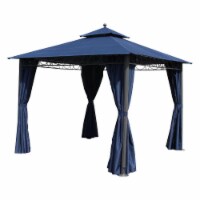 St. Kitts 10-foot Aluminum/ Polyester Double-vented and Drapes Square Gazebo - Navy