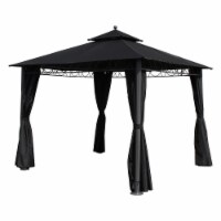 St. Kitts 10-foot Aluminum/ Polyester Double-vented and Drapes Square Gazebo - Black