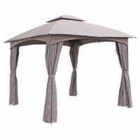 ST. Kitts 10-Foot Steel Dome-top Gazebo with Curtains - Grey