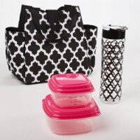 Medport Insulated Designer Lunch Bag Kit with Fresh Selects Container Set