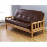 Kodiak Furniture Natural Lodge Futon with Faux Leather Mattress in Saddle Brown