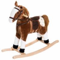 Qaba Kid Plush Rocking Horse Ride-on Baby Girl Toy Pony w/ Realistic Sound Brown