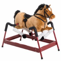 Rocking Horse Toy Children Vintage Plush Rocker Wooden Ride W/ Sound Boys Girls