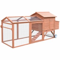 Fir Wood Hen House with Outdoor Run Ramp Lockable Doors and Perch, Natural