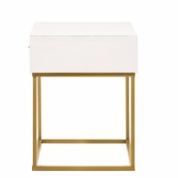 Catalina White Color One Drawer with Gold Legs