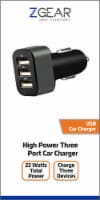 ZGear High Power 3-Port USB Car Charger - Black Perspective: Main