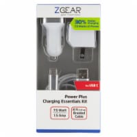 ZGear 7.5-Watt 1.5-Amp Power Plus Charging Essentials Kit for Lightning® Tip - White