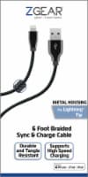 ZGear USBC 8 Pin Braided Metal Sync and Charge Cable - Black Perspective: Main
