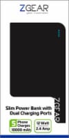ZGear 10000 mAh Slim Dual Charging Port Power Bank - Black