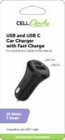 Cell Candy® USB % USB C Car Charger 15 W - Black Perspective: Main