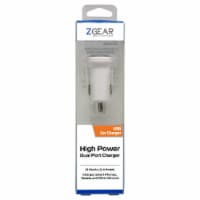 ZGear High Power Dual Port 12 Watts USB Car Charger - White Perspective: Main