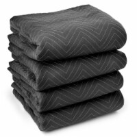 4 Blankets 80 x72 Thick Moving & Packing Blanket - Black by Sure-Max
