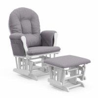 White Slate Hoop Glider with Ottoman in Gray Swirl-Pemberly Row