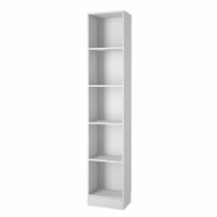 Wood Tall Narrow 5 Shelf Bookcase in White - Pemberly Row