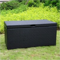 Steel Wicker Patio Storage Deck Box in Black-Bowery Hill