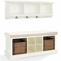 Wood 2 Piece Entryway Bench and Shelf Set in White-Pemberly Row