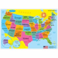 Smart Poly™ Learning Mats, 12  x 17 , Double-Sided, U.S. Basic Map, Pack of 10