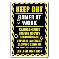 SignMission  7 x 10 in. Keep Out Gamer At Work Aluminum Sign
