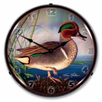 MGL1407520 Green Wing Teal Duck clock - Made in USA