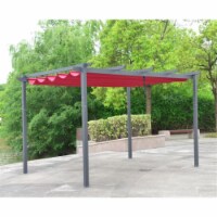 Aleko 13 x 10 ft. Diy Aluminum Outdoor Retractable Canopy Pergola - Burgundy