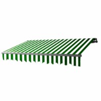 Aleko AB13X10GWSTR00 13 x 10 ft. Black Frame Retractable Home Patio Canopy Awning, Green & Wh