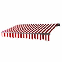 Aleko ABM20X10REDWH05-UNB 20 x 10 ft. Motorized Retractable Home Patio Canopy Awning, Red & W