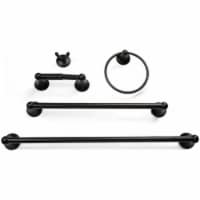 Dorence 5-Piece Accessories Set Matte Black Bathroom Towel Rack
