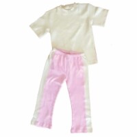 Organic Cotton Yoga Sets 12m to 8 year - Pink Yoga Pant, Natural Short Sleeve Tee 12-24m