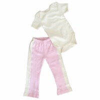 Organic Cotton Yoga Sets 12m to 8 year - Yoga Pant Pink, SS Bodysuit Natural 6-12m