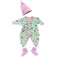 Organic Cotton Sets - Layette 0-6m - Kimono Kitty, Topee Lav, Booties Lav