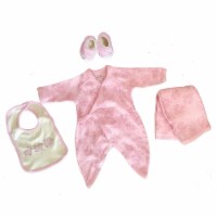Organic Cotton Sets - Layette 0-6m - Kimono, Blanket Both Pink Fairy, Bib, Booties