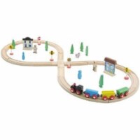 35 Pieces Wooden Train Set with Plastic Storage Tub
