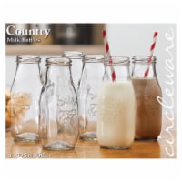 Circleware 92039 10.5 oz Country Clear Milk Bottle - Set of 6