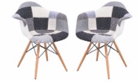 LeisureMod Willow Patchwork Fabric Eiffel Accent Chair, Set of 2