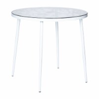 LeisureMod Devon Modern Glass Top Aluminum Base Outdoor 31.1  Bistro White Table