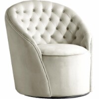 Meridian Furniture Alessio 18 H Tufted Velvet Swivel Accent Chair in Cream