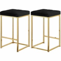 Meridian Furniture Nicola 26.5 H Velvet Counter Stool in Black (Set of 2)