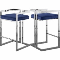 Meridian Furniture Ezra 27 H Velvet Counter Stool in Navy (Set of 2)