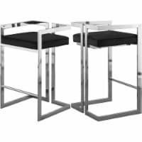 Meridian Furniture Ezra 27 H Velvet Counter Stool in Black (Set of 2)