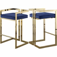 Meridian Furniture Ezra 27 H Velvet Counter Stool in Navy (Set of 2)
