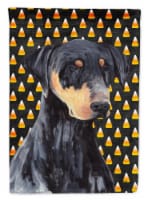 Doberman Natural Ears Candy Corn Halloween Portrait Flag Garden Size